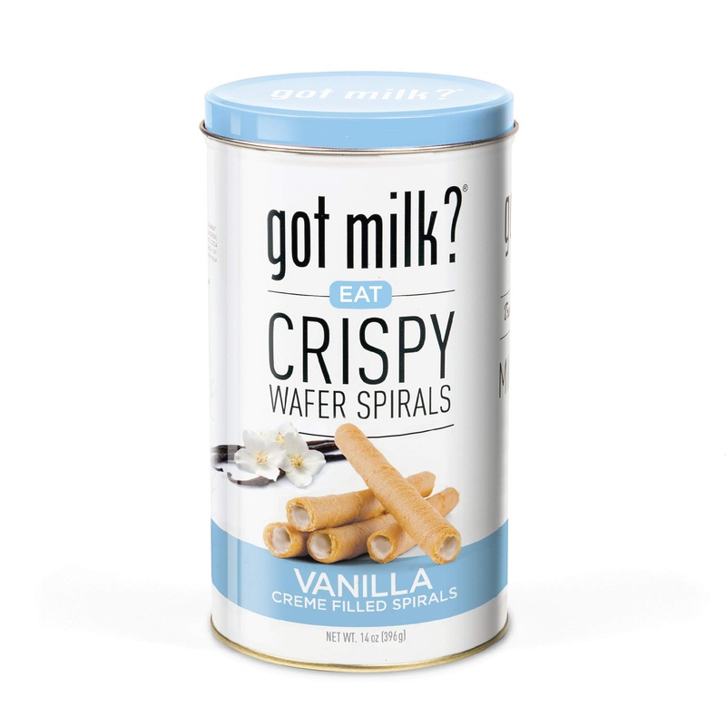 Got Milk Wafer Spirals, Vanilla, 14 Oz. Tin With 36 Rolls, Delicious Rolled Wafer Rolls With Filling, Vanilla Wafer Cookies For