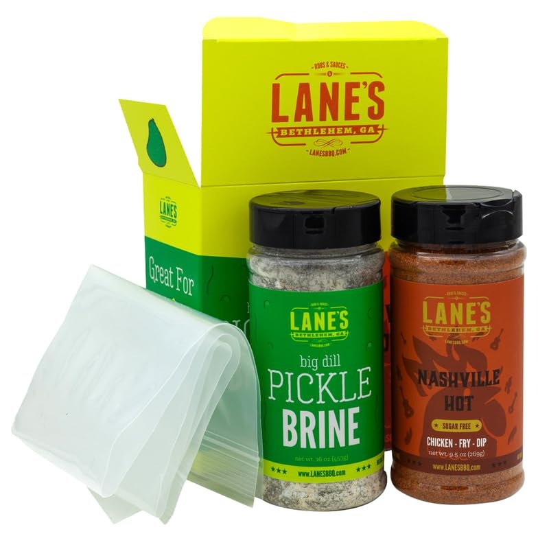 Lane'S Pickle Brine Seasoning Bundle With Nashville Hot Chicken Wing Seasoning & 24'' X 24'' Extra Large Brining Bag, All-Natura