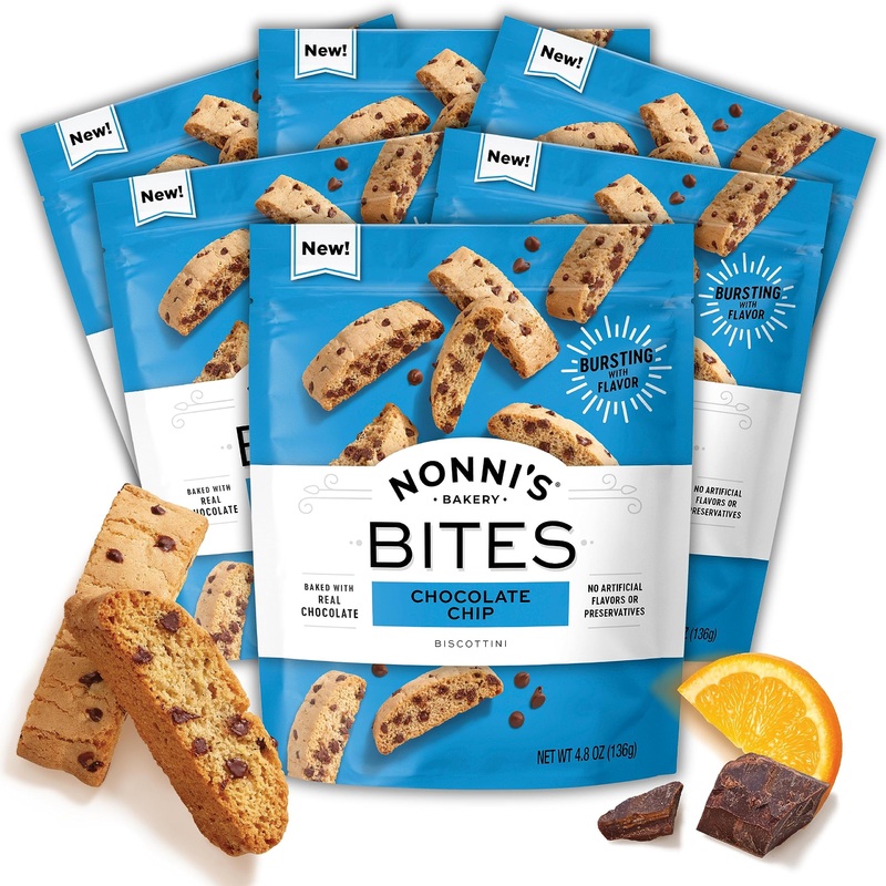Nonni's Biscotti Style Chocolate Chip Cookie Bites - 6-Pack (28.8oz) - Kosher Twice Baked Crispy Treats