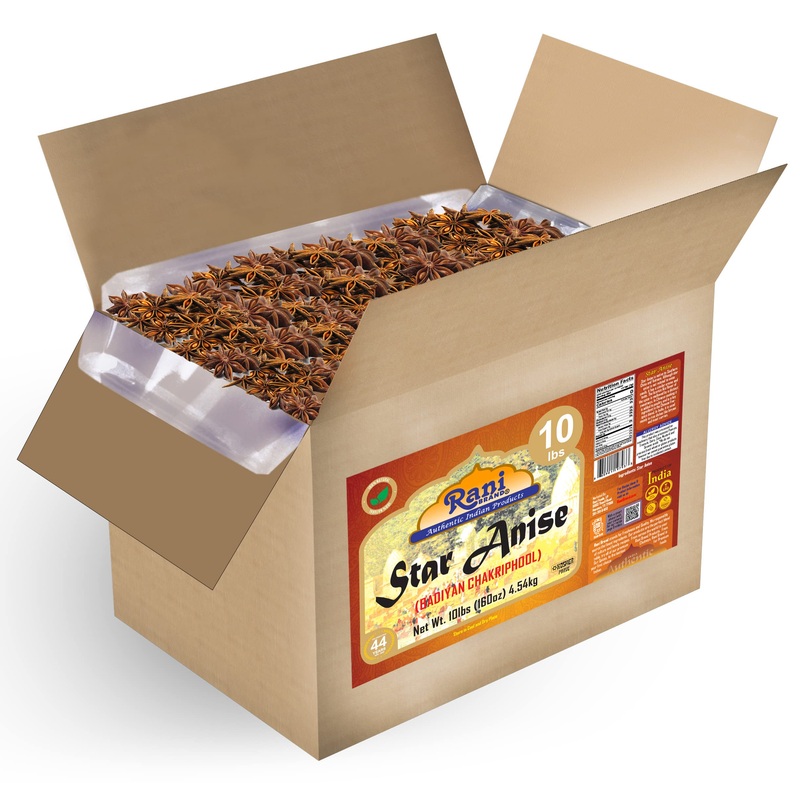 Rani Star Anise Seeds, Whole Pods (Badian Khatai) Spice 160Oz (10Lbs) 4.54Kg Bulk Box ~ All Natural | Gluten Friendly | Non-Gmo
