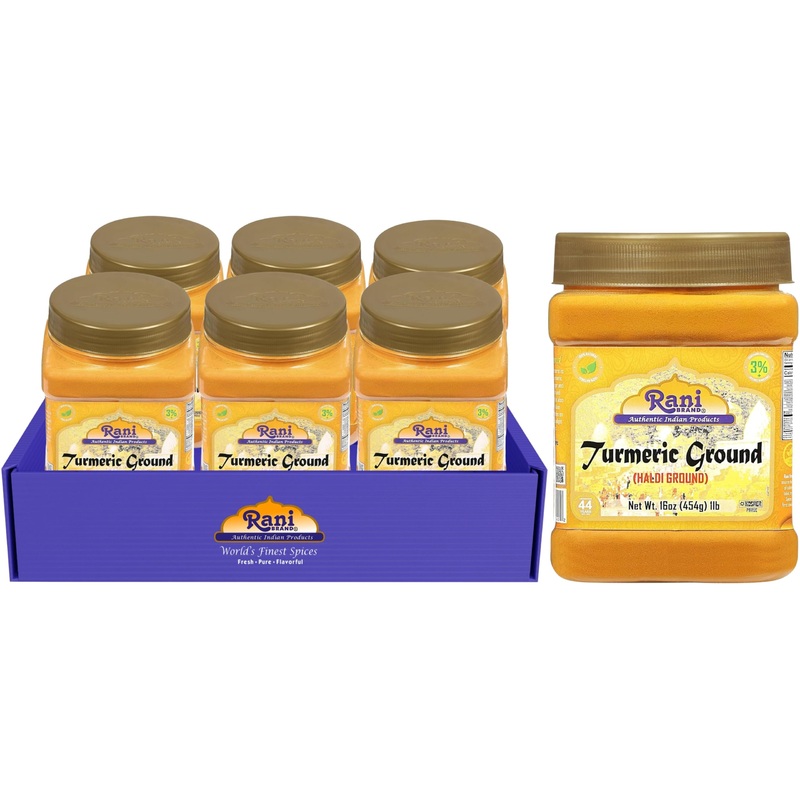 Rani Turmeric (Haldi) Root Powder Spice, (High Curcumin Content) 16Oz (1Lb) 454G Pet Jar, Pack Of 6 ~ All Natural | 100% Pure, S