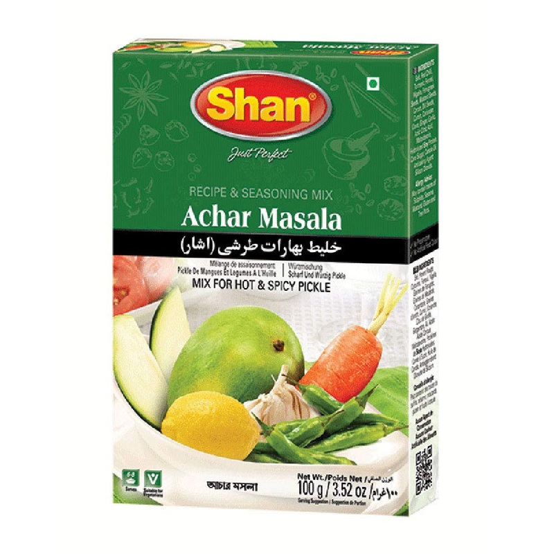 Shan Achar Recipe And Seasoning Mix 3.52 Oz (100G) - Spice Powder For Traditional Hot And Spicy Pickle - Suitable For Vegetarian