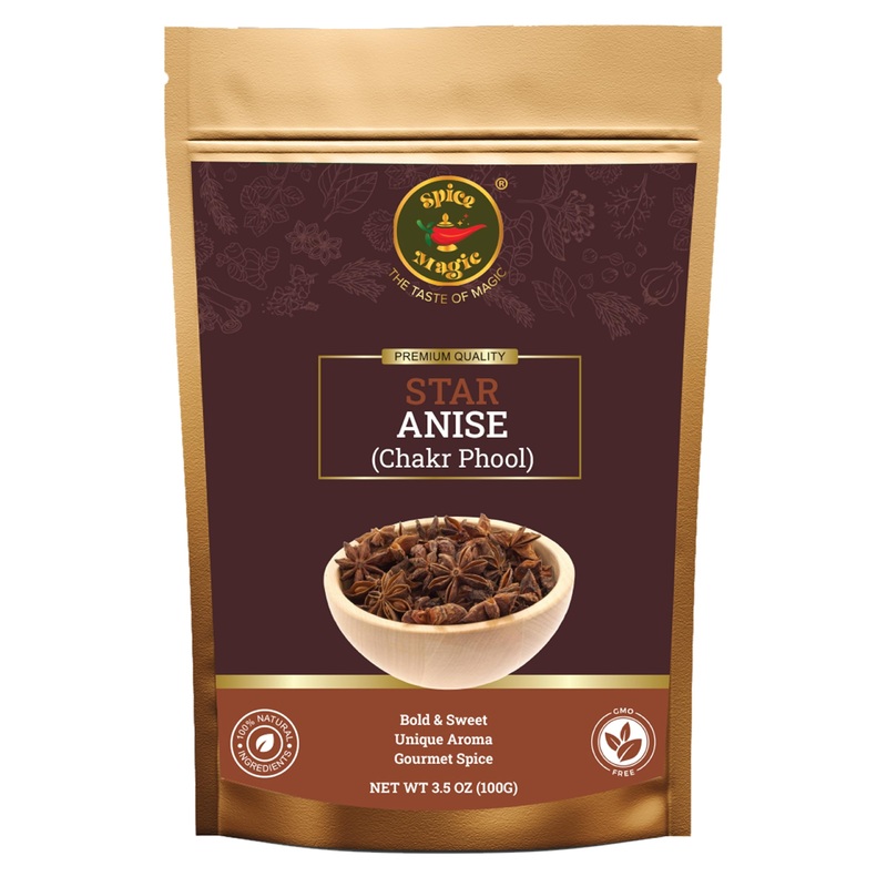 Spice Magic Star Anise - Premium Quality, Fresh & Aromatic, Non-Gmo, Perfect For Tea, Baking, And Cooking 3.5 Oz