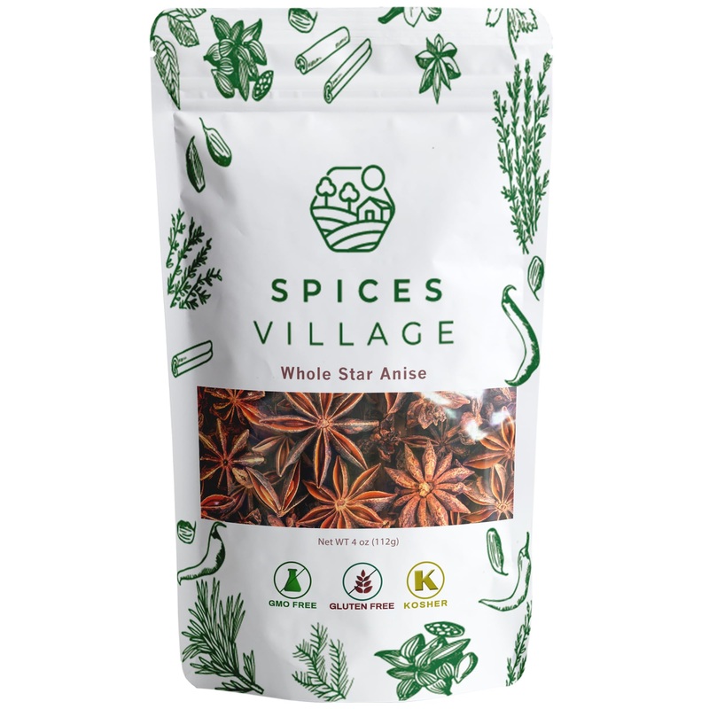 Spices Village Whole Star Anise, 4 Oz, Star Anise Pods For Tea, Cooking And Baking, Kosher, Natural And Non Gmo