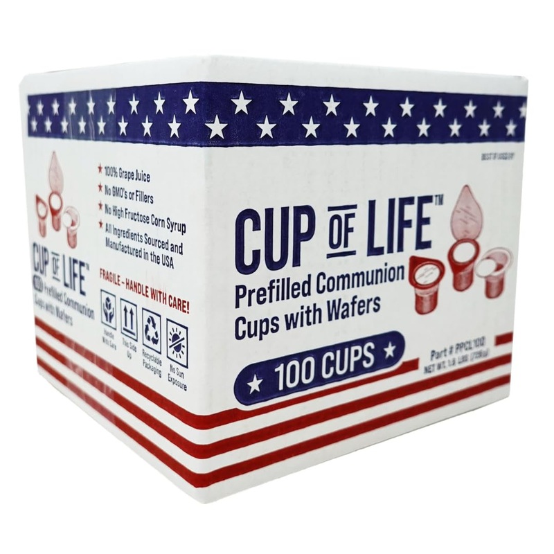 100 Prefilled Communion Cups With Premium Red Grape Juice And Wafers By Cup Of Life - Fresh, Convenient, And Ready To Serve