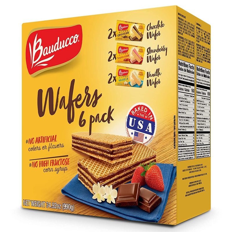 Bauducco Wafer Cookies - Crispy Wafers - 3 Creamy Layers - No Artificial Flavors (Pack Of 6) (Vanilla, 34.92 Oz (Pack Of 6))