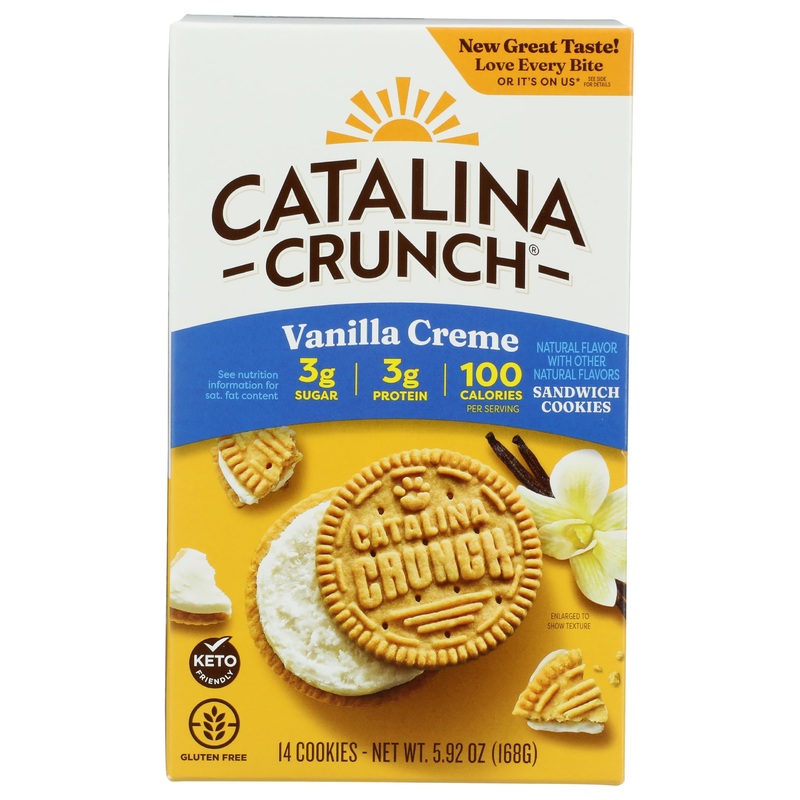 Catalina Crunch Vanilla Creme Sandwich Cookies, 5.9Oz (14 Cookies) | Low Carb, Low-Sugar, Keto Snacks