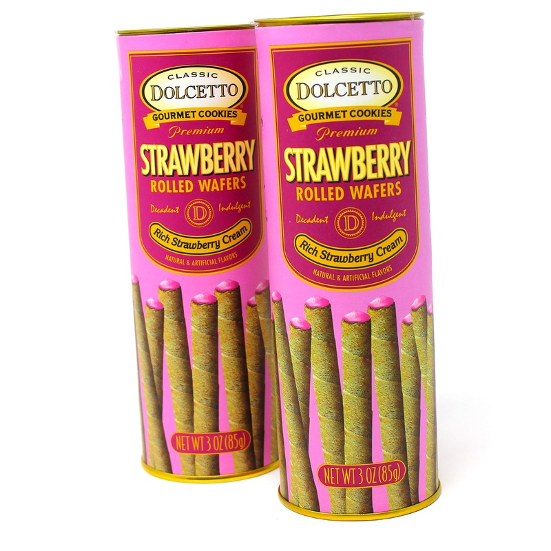 Classic Dolcetto Gourmet Cookies Premium Rolled Wafers (85G) 3 Oz. (Strawberry)