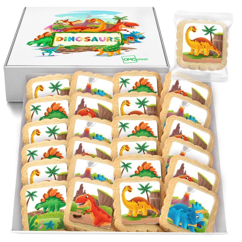 Dinosaur Cookies Individually Wrapped Dino Jurrasic Themed Theme Party Favors 24 Pack Bulk For Kids Birthday Party Sugar Cookie
