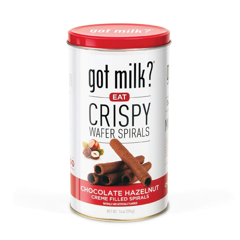 Got Milk Wafer Spirals, Chocolate Hazelnut, 14 Oz. Tin With 36 Rolls, Delicious Rolled Wafer Rolls With Filling, Hazelnut Wafer