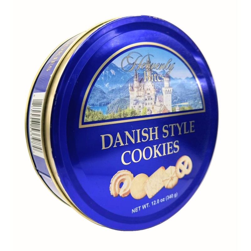 Heavenly Bites Danish Style Butter Cookies In Metal Tin 12 Ounce (12 Pack)