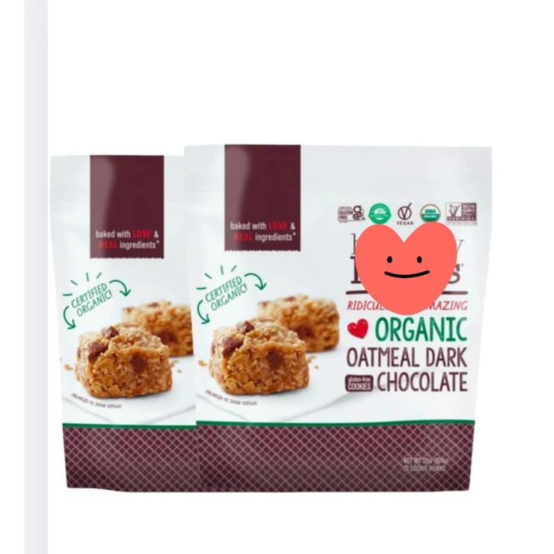 Hunks Organic Oatmeal Dark Chocolate Cookies, Gluten Free, Vegan, 22 Count, 22Oz, 2 Pack