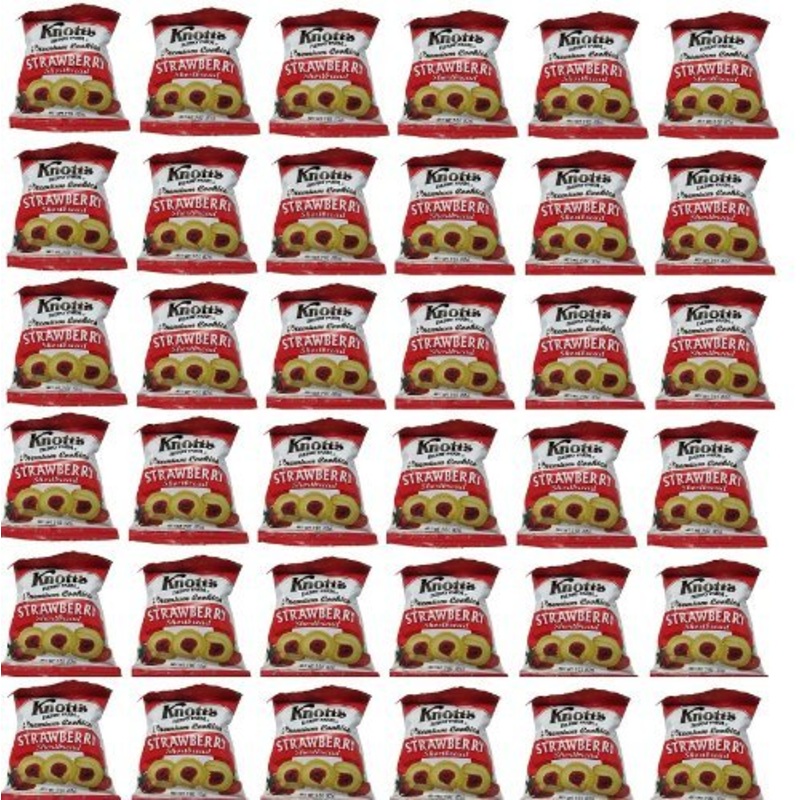 Knotts Berry Farm Strawberry Shortbread Premium Bite Size Cookies 36 Individual Bags Of 2 Oz Each Sms-10 By N/A