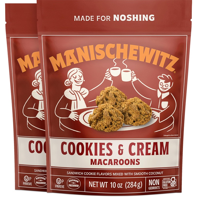Manischewitz Cookies N' Cream Macaroons, 10Oz (2 Pack) | Coconut Macaroons | Resealable Bag | Dairy Free | Gluten Free Coconut C