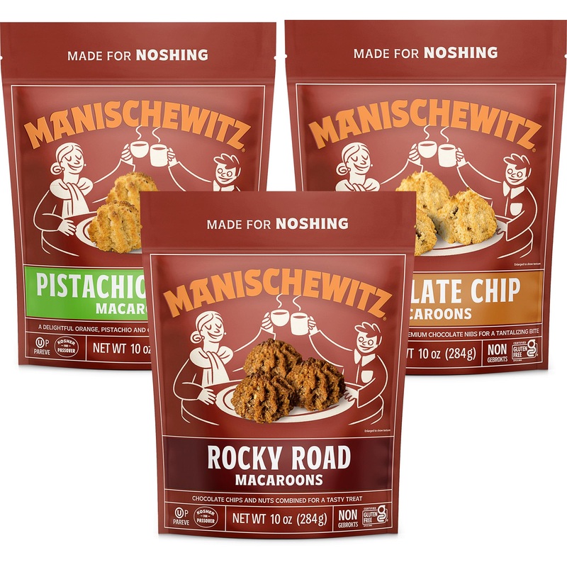 Manischewitz Gluten Free Macaroons 10Oz (3 Pack Variety - Unique Flavors) Rocky Road, Pistachio Orange & Chocolate Chip | Lactos