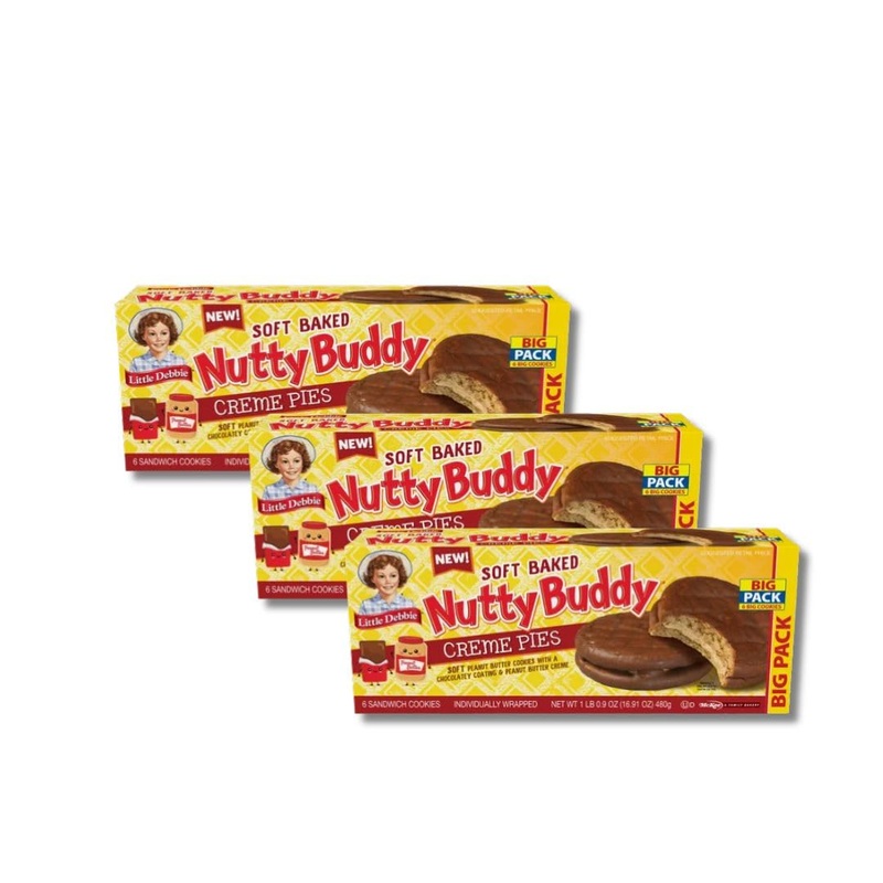 Nutty Buddy Soft Baked Creme Pies - Big Pack (3 Boxes, 5.33 oz each) - Delicious Treats by Generic