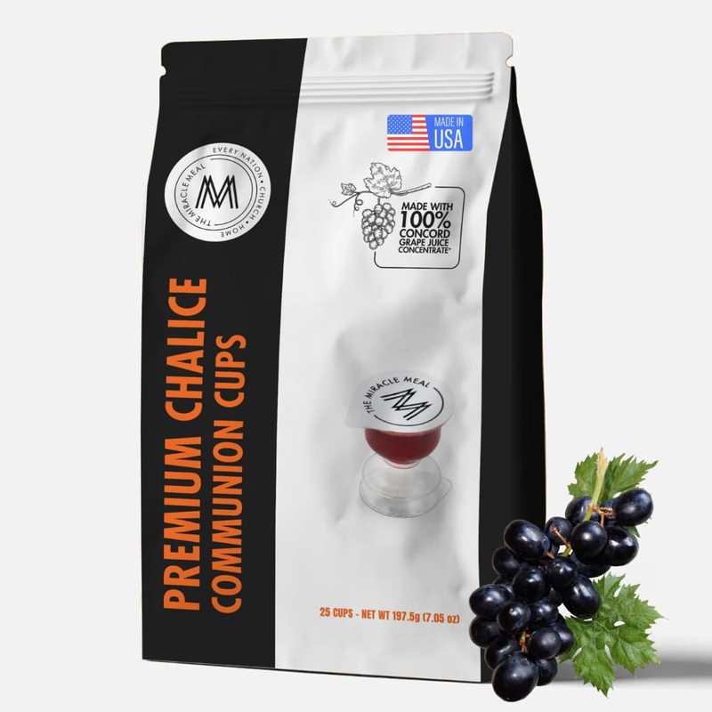 Pack It Hub Travel Pack - The Miracle Meal Pre-Filled Premium Chalice Cup - Bag Of 25 With Wafer And 100% Concord Grape Juice