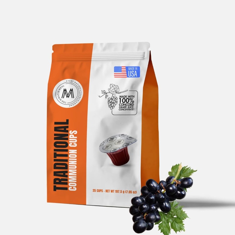 Pack It Hub Travel Pack - The Miracle Meal Pre-Filled Traditional Communion Cup - Bag Of 25 With Wafer And 100% Concord Grape Ju