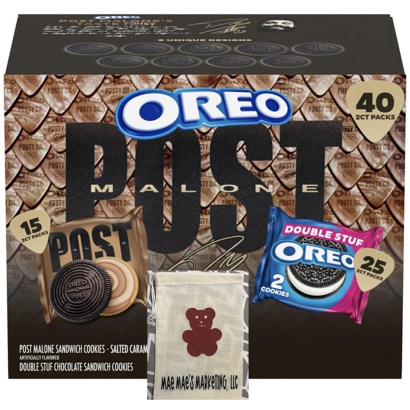 Post Malone & OREO Double Stuf Cookies Variety Pack - 1.02 oz, 40 pk - Mae Mae's Marketing, LLC Bundle