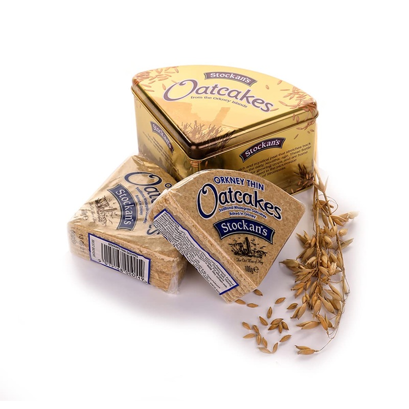 Stockan'S Orkney Wholegrain Thin Oatcakes Gifting Tin - Traditional Scottish Savoury Biscuits Imported From Scotland - 3 Gifting