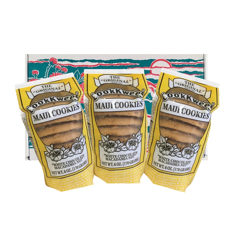 The Original Maui Cookkwees Hawaii Cookies 3 Pack- 6 Ounces Each (White Chocolate Macadamia Nut)