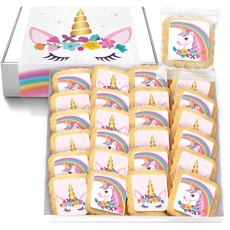 Unicorn Cookies Individually Wrapped Bulk For Kids Theme Birthday Party Favors 24 Pack Bulk For Kids Party Sugar Cookie Rainbow