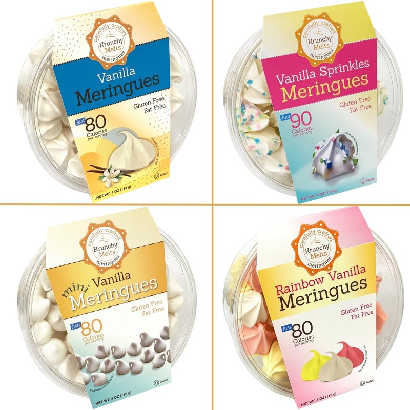 4 Pack Krunchy Melts Original Meringue Cookies | So Vanilla 4-Pack | Vanilla, Vanilla Minis, Vanilla Sprinkles, Rainbow Vanilla