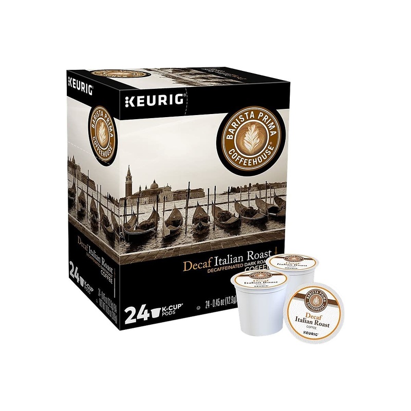 Barista Prima Italian Roast Decaf Coffee, Keurig K-Cup Pods, Dark Roast, 24/Box (6624)