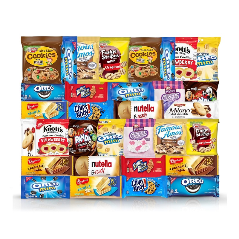 Cookies Variety Pack - Individually Wrapped Assortment, Sampler Bulk Care Package - Cookie Bundle, Office Cookies, 32 Count, Off