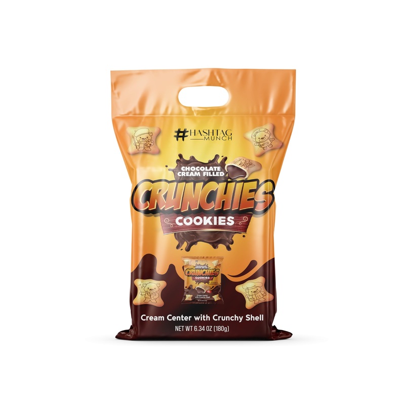 Crunchies Bear Design Premium Double Chocolate Cream Filling Crunchy Bite Size Cookies 12 Bags 0.52 Oz Individual Packets Fun Bu