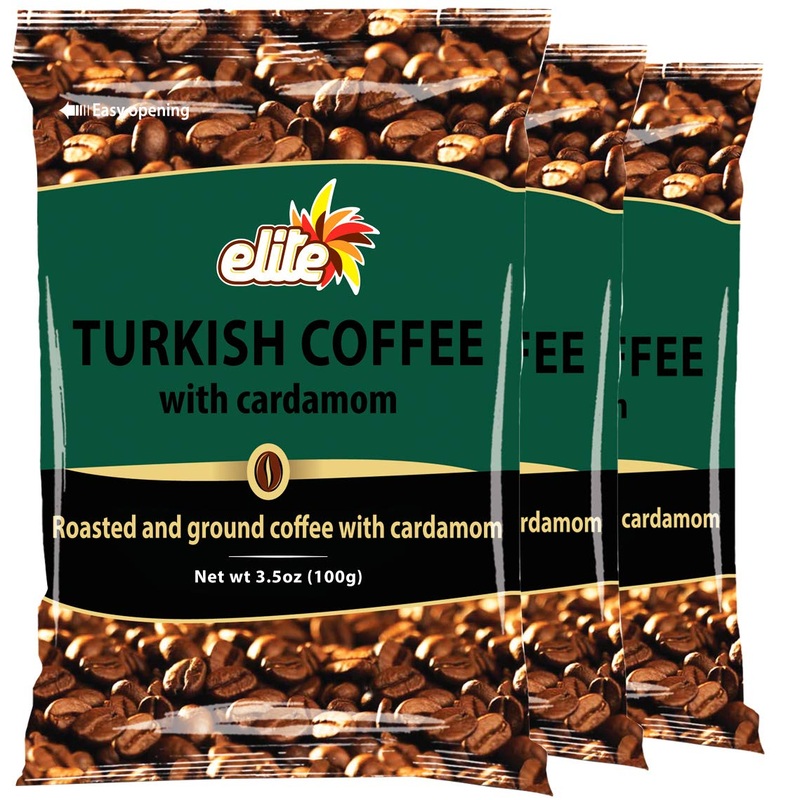 Elite Turkish Coffee With Cardamom, 3.5 Oz (3 Pack)