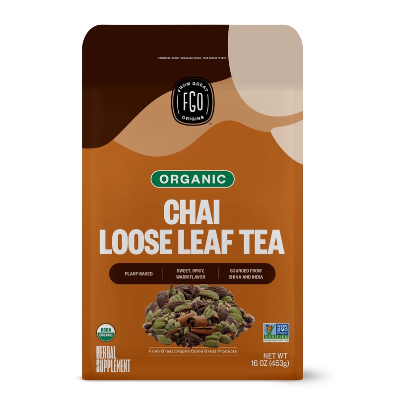Fgo Organic Chai Tea, 16 Ounce Loose Leaf Bulk Resealable Bag, Packaging May Vary (Pack Of 1)
