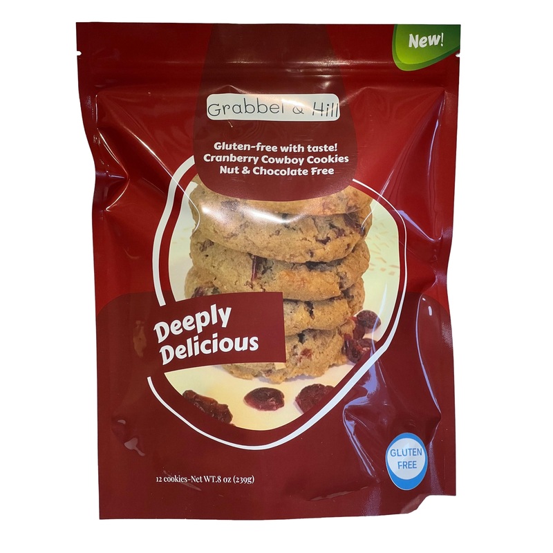 Grabbel & Hill Gluten Free Cranberry Cowboy Cookies. 8 Ounce (Pack Of 12). No Artificial Flavors & Preservatives. Nut & Chocolat