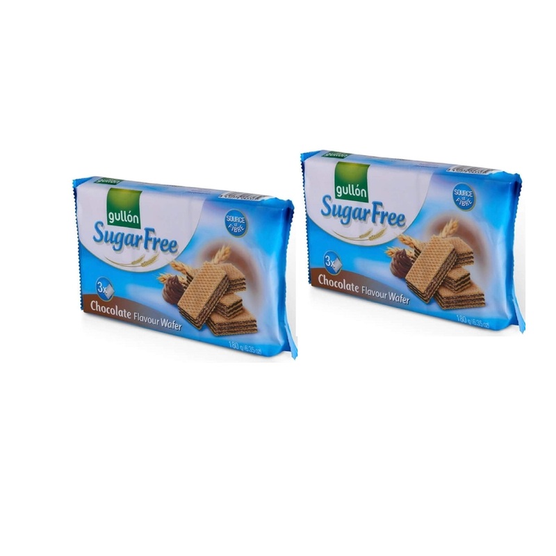 Gullon Sugar Free Wafers Chocolate 180G - Pack Of 2