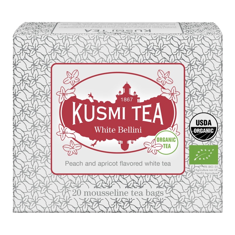 Kusmi Tea - White Bellini - Organic Blend Of White Tea, Peach & Apricot - Organic Flavored White Teas - Enjoy Hot Or Iced - Smoo