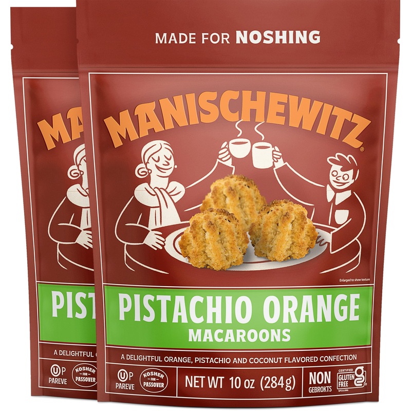 Manischewitz Pistachio Orange Macaroons, 10 Oz (2 Pack) | Coconut Macaroons | Resealable Bag | Dairy Free | Gluten Free Coconut