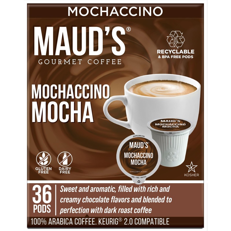 Maud'S Chocolate Mocha Cappuccino Coffee Pods, 36Ct - Mochaccino Mocha Flavor - Made With Gourmet Arabica Coffee, Recyclable Pod