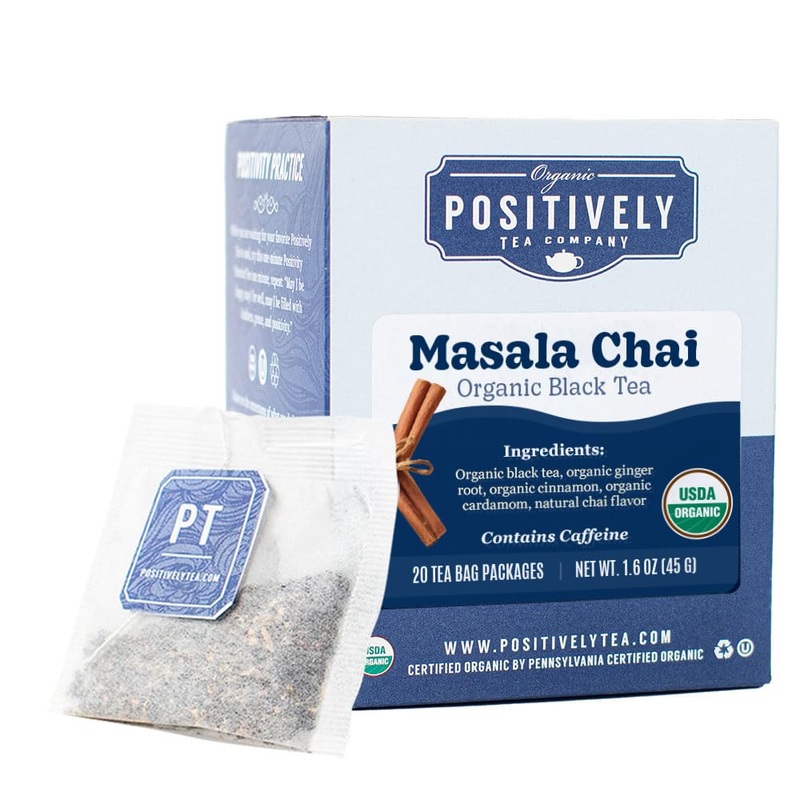 Organic Positively Tea Company, Masala Chai Black Tea Bags, 20 Count