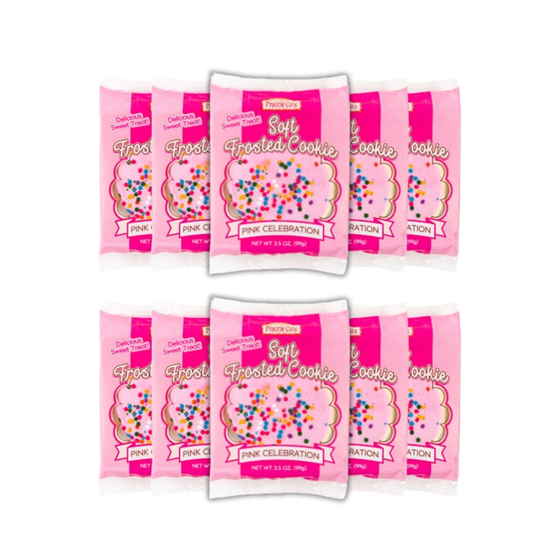 Prairie City Bakery Gourmet Pink Soft Frosted Cookies, Super Sized Down Home Cookie, Individually Wrapped Fresh, Great For Party