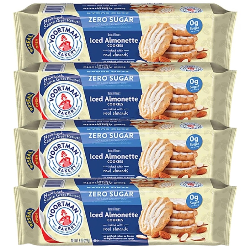 Voortman Bakery #1 In U.S. Zero Sugar Cookies - Iced Almonette Cookies (Pack Of 4 X 8 Oz Ea) Made Real Ingredients ... Delicious