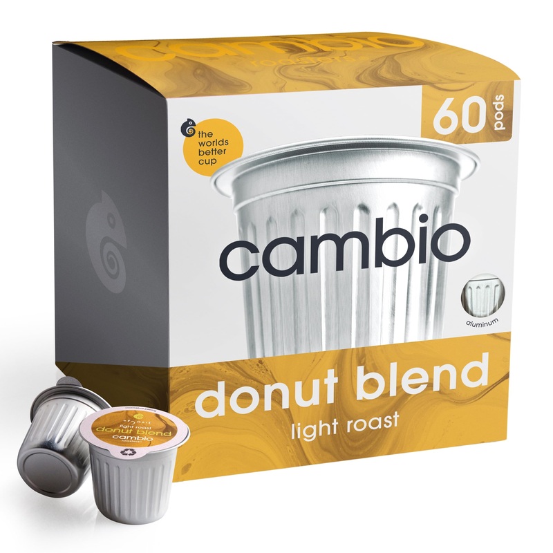 Cambio Roaster Donut Blend Keurig Coffee K Cups, Organic Light Roast Coffee Pods, Only Aluminum K Cup For More Flavor & Longer L