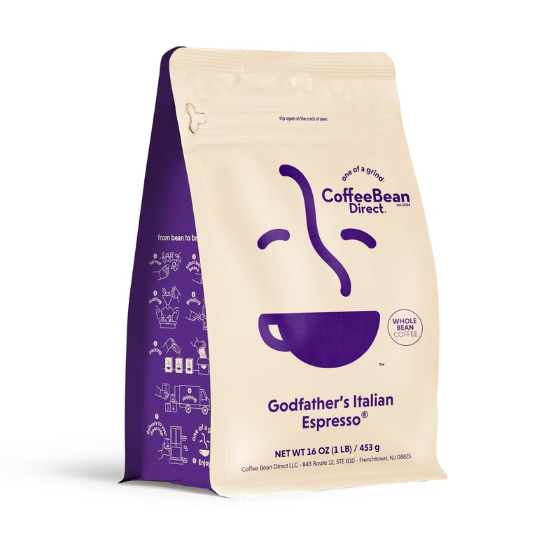 Coffee Bean Direct Godfathers Italian Espresso, Whole Bean Coffee, Dark Roast, 1 Pound Bag (Pack Of 1)