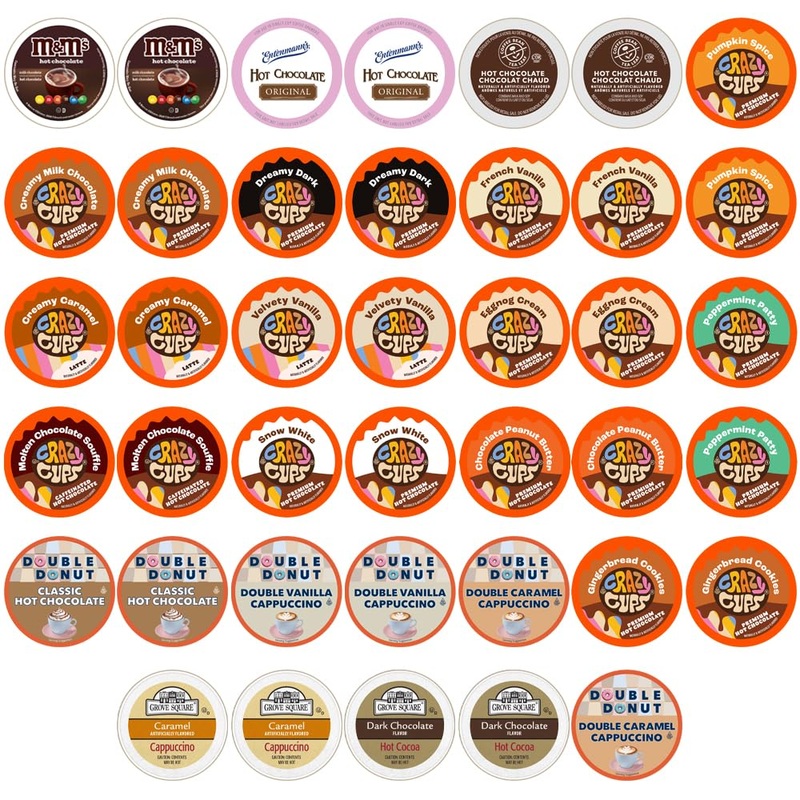 Crazy Cups Cappuccino & Hot Chocolate Variety Pack, Including Flavored Chocolate & Cappuccino Coffee For Keurig K Cup Machines,