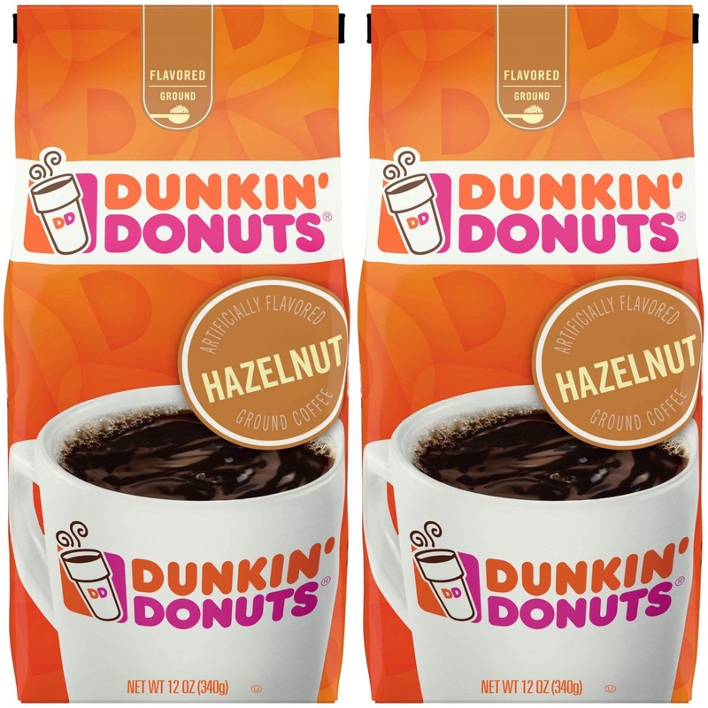 Dunkin' Donuts Hazelnut Ground Coffee, 12 Ounce (Pack Of 2) - Set Of 2
