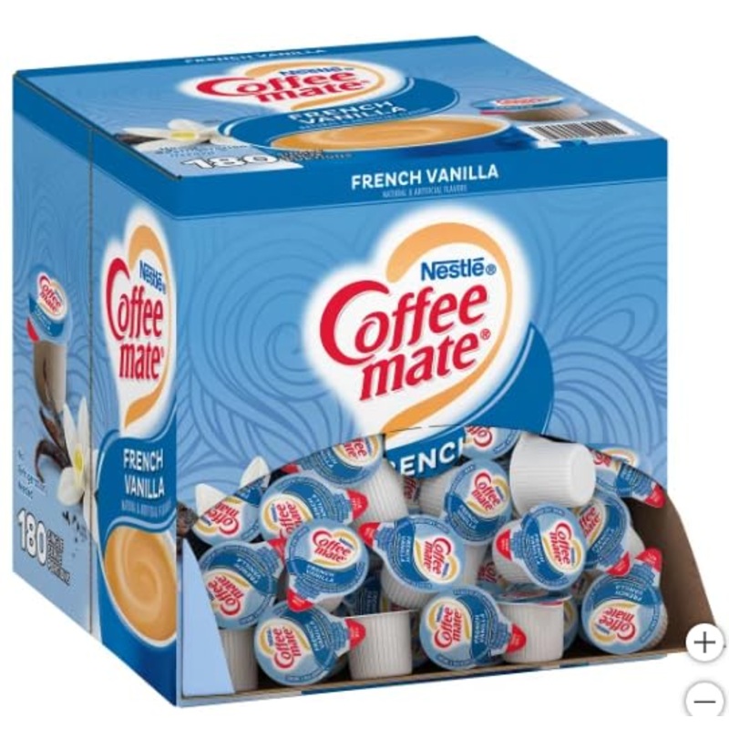 French Vanilla Coffee Creamer Singles, Liquid Creamer Singles, Non Dairy, No Refrigeration, 180 Creamer Singles