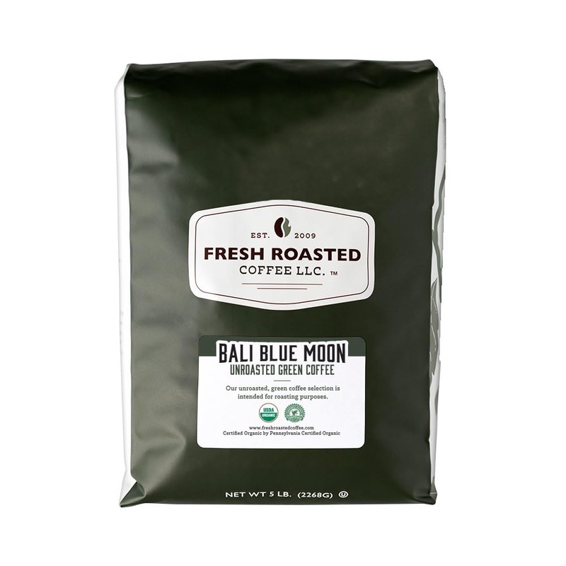 Fresh Roasted Coffee, Unroasted Organic Bali Blue Moon, Kosher, 5 Pound