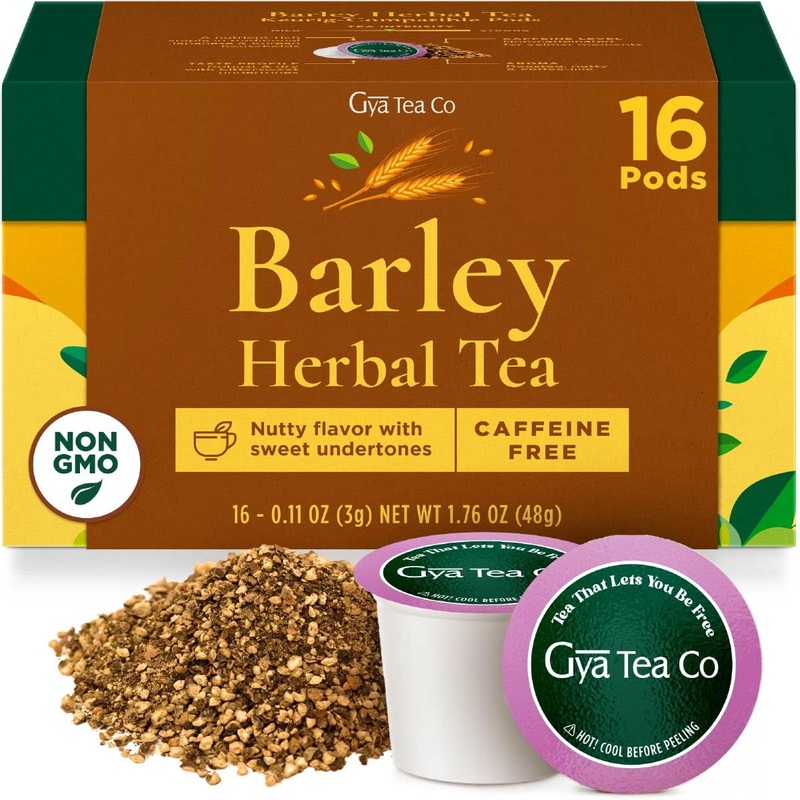 Gya Tea Co Barley Herbal Tea Pod (16 Ct) - Decaf Wellness Tea Rich Nutrients For Digestive Health & Nourish