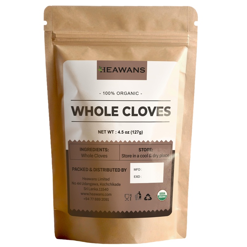 Heawans Hand Picked Premium Grade Organic Whole Cloves 4.5 Oz, Packed In A Usda Certified Farm.