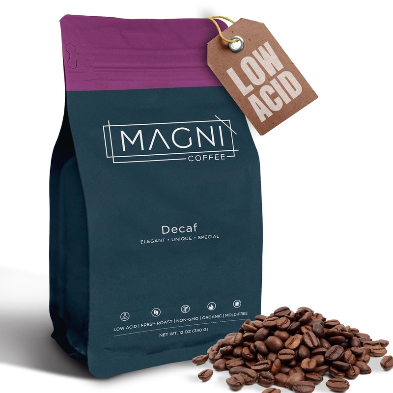 Magni Coffee - Whole Beans - Decaf - Low Acid - Single Origin Usda Organic Non-Gmo Beans Third Party Tested For Mycotoxins & Pes
