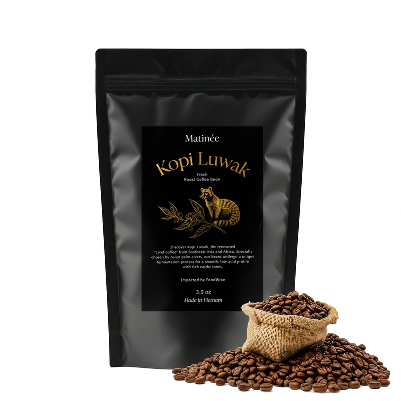 MATINE Wild Kopi Luwak Coffee Whole Beans, Medium Roast, 100g - Premium Vietnamese Coffee Gift, 3.5 Ounce Pack